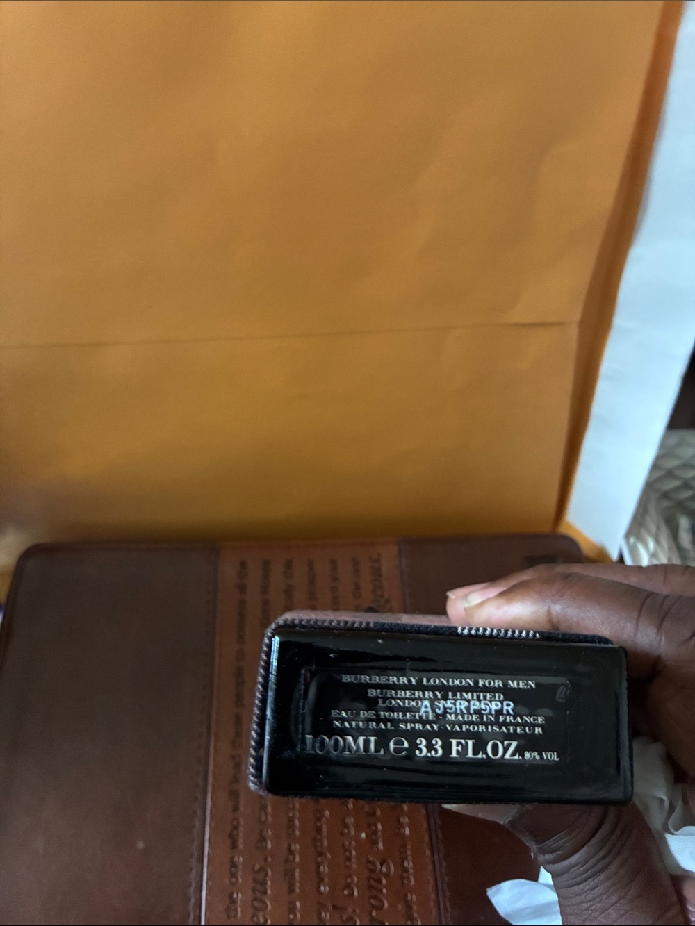 Burberry Black Leather Toiletry Case with Clear Label Window